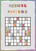 Sudoku artistique avec lettres color&eacute;es